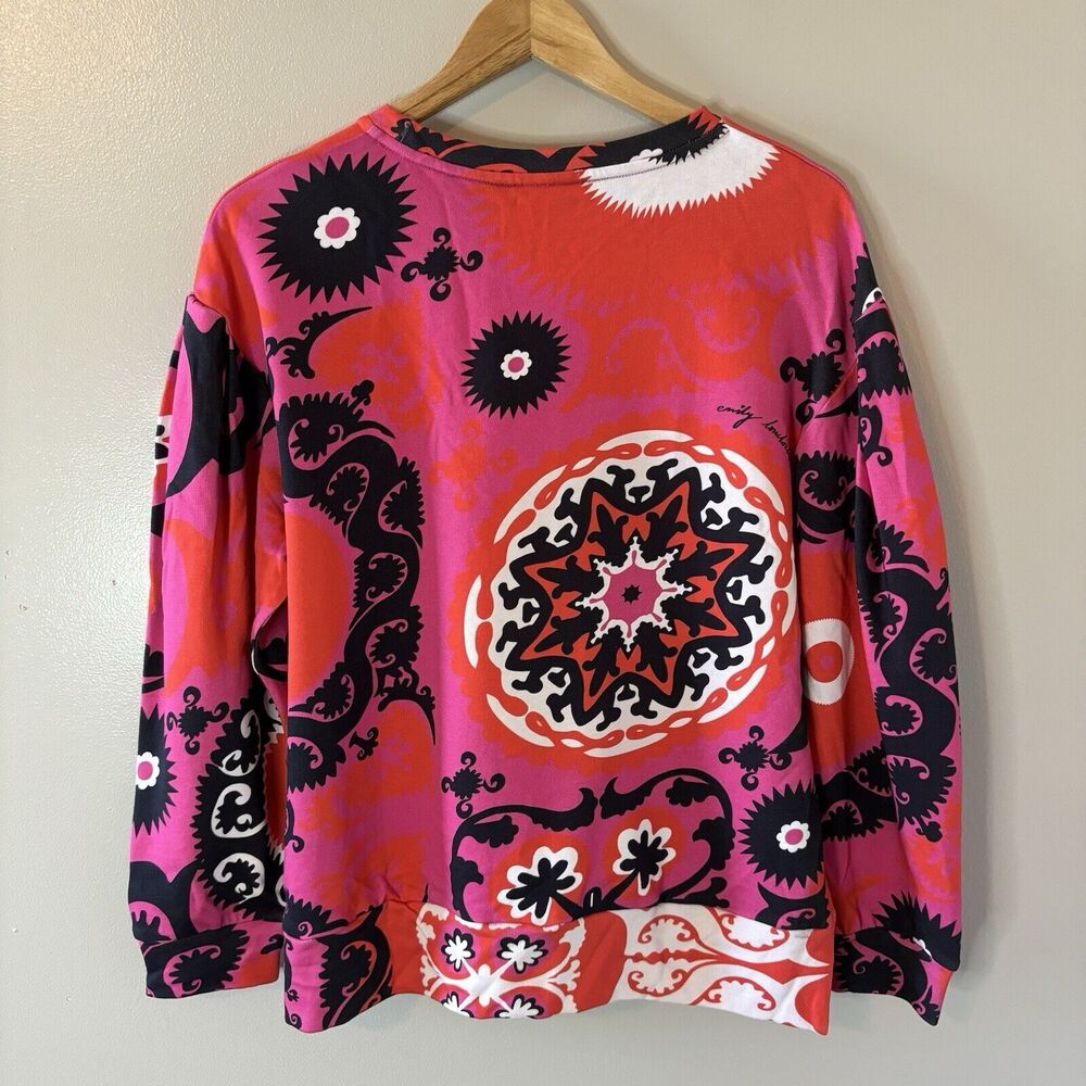 Emily Lovelock NEW Sweatshirt Pink Black Pullover Top Womens Sz Small MS… - Picture 10 of 10